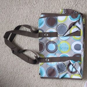 Thirty One Becca Boo Aqua Brown Fun Utility Tote NEW